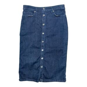 Banana Republic Button Front Denim Skirt | Dark Wash Midi Pencil Size 0